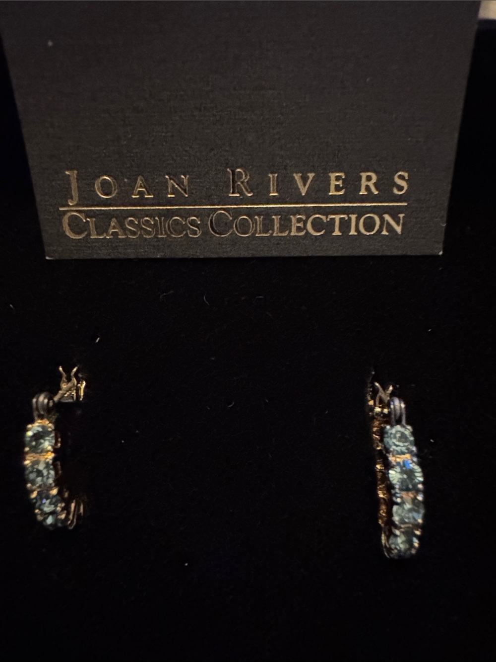 Joan Rivers Gold-Tone Hoop Earrings with Light Blue Crystals